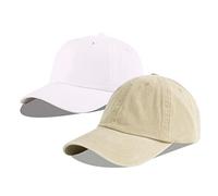 LANGZHEN Gorra de béisbol Neutral 100% algodón Puro para Hombres y Mujeres Lavado Vaquero Ajustable Sombrero de papá (Caqui + Blanco Original)