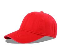 LANGZHEN Gorra de béisbol Neutral 100% algodón Puro para Hombres y Mujeres lavando Vaquero Ajustable Sombrero de papá, Rojo, l