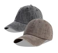 LANGZHEN Gorra de béisbol Neutral 100% algodón Puro para Hombres y Mujeres lavando Vaqueros Ajustables Gorra de papá (Negro + Caqui Oscuro, del Mismo tamaño)