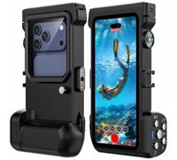 Lanhiem Funda impermeable profesional para buceo, IP68, 15 m, para iPhone, Samsung, Huawei, Xiaomi (hasta 6,9", con casquillo para luz exterior), control fotográfico vía Bluetooth y brújula, negro