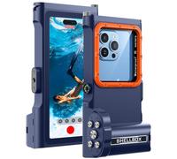 Lanhiem Funda Impermeable Profesional subacuática IP68 15M - para teléfonos iPhone, Samsung, Huawei y Xiaomi (hasta 6,9"). Control fotográfico Bluetooth y brújula para Tus Aventuras, Azul
