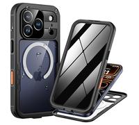 Lanhiem para Funda iPhone 17 Pro MAX Impermeable IP68, Antiespia Magnética Carcasa 360 Grados Antigolpes Robusta Militar Completa Antipolvo con Privacidad Protector Pantalla Integrado, Negro