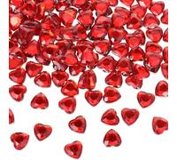 Lankai 200 Piezas Cristales Strass Rojos Acrílicos En Forma De Corazón, De Corazones De Cristal Diamantado, Juego De Cristales Red Diamond, Decoraciones De Mesa Para Bodas, Creación De Joyas