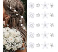 Lankai 24 Piezas Horquillas para el pelo con flores blancas, Mini horquillas con flores, Horquillas para el pelo con forma de flor, Para mujeres y niñas, Ideales para uso diario, Fiestas y bodas