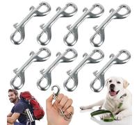 lankai 8 Piezas Mosquetón Doble,Mosquetón Doble de Buceo de Acero Inoxidable,Gancho de Doble Extremo Snap de Acero Inoxidable,Para Montañismo,Buceo,Artículos Colgantes (Plata)