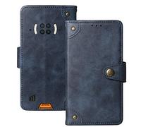 Lankashi Genuino Cuero Funda TPU Silicona Carcasa Protección De Piel para Doogee S96 Pro 6.22" Flip Folio Billetera Cover Case (Azul)