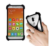 Lankashi Negro Funda de Silicona Case Ring Stand Holder Carcasa Cover para Emporia Smart.3 / Smart.3 Mini/Smart.4 / Smart.5 / Smart.S4 / Swissvoice G50 / C50s Universal