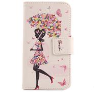 Lankashi PU Flip Billetera Funda De Carcasa Cuero Case Protective Cover Piel para SPC Smart Pro/SPC Smart Ultimate 6.1" (Umbrella Girl Design)