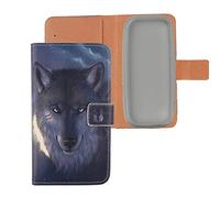 Lankashi PU Flip Billetera Funda De Carcasa Cuero Case TPU Silicona Protective Cover Piel para Nokia 105 (2019) (Wolf Design)