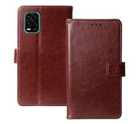 Lankashi Soporte Funda Carcasa TPU Silicona Protección De Piel para Xiaomi Mi 10 Lite 5G 6.57" Flip Folio Billetera PU Cuero Cover Book Wallet Leather Case (Marrón)