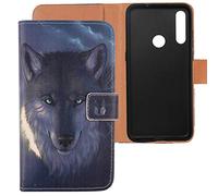 Lankashi TPU Silicona Shell Flip Billetera Funda De Carcasa Cuero Case Protective Cover Piel para Alcatel 1 SE 2020 / TCL 5030D (Wolf Design)