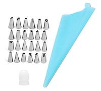 Lankater 26pcs / Set Decoración De Pasteles Suministros Kit, 1pc Silicona Formación De Hielo Tubería Bolsos De Los Pasteles + 24pcs De La Boquilla, Suministros para Hornear Galletas para Magdalenas