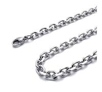 Lanko Cadena de Joyeria de Hombres y Mujeres, Collar de Acero Inoxidable, Plata - Anchura 3mm - Longitud 55cm