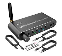 Lanko Transmisor-Receptor Bluetooth 5.1 Convertidor de Audio Digital-Analógico Coaxial a Analógico en Aleación de Aluminio Negro para Televisión, Juegos