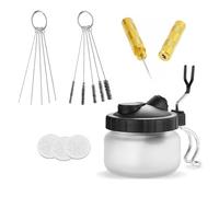 Lanlengtec - Kit de limpieza completo para aerógrafo, incluye 1 bote de limpieza con soporte