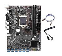 Lanlousy B250C BTC - Placa base para minería 12 USB 3.0 a PCIE+cable de conmutación + cable LGA1151 DDR4 RAM SATA3.0+MSAT VGA ETH Miner Kit