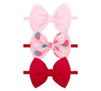Lanmerry 3 diademas para bebé niña de 4.5 pulgadas, lazos rosados, accesorios para el cabello, trajes de verano para recién nacidos, ropa de niñas pequeñas