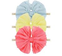 Lanmerry Diademas de nudo suave para bebés y niñas con lazos para el pelo para recién nacidos, accesorios para el cabello, color azul, sandía, rojo, amarillo claro, 3 unidades