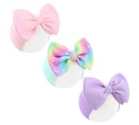 Lanmerry Lazos para el pelo de colores arcoíris para recién nacidos, bebés, niñas, color rosa y morado, 3 piezas, accesorios para el cabello, regalos para baby shower