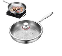 Lanmijia Titanium Hammered Pan Pro with Lid, 32cm sartén antiadherente de titanio, sartén nutricional de titanio no resistente a los rasguños para cocinar para estufas y placas de inducción