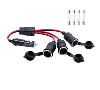 LANMINGLEL Adaptador divisor de encendedor de cigarrillos de coche de 1 a 3 vías de 12 V 24 V, cable de extensión macho a hembra con fusible de 20 A para bomba de neumáticos, compresor de aire