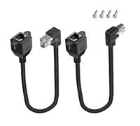 LANMINGLEL Cable alargador RJ45 macho a hembra con tornillo de panel Cat5e Ethernet LAN, cable de extensión corto de 90 grados para router, módem, Smart TV, PC, ordenador, portátil, 30 cm (izquierda
