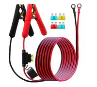 LANMINGLEL Cable de pinza de cocodrilo a anillo O con fusible de 20 A, 14 AWG 12 V-24 V O Ring Terminal a batería, cable de pinza de cocodrilo, para batería de coche, inversor (2 m)