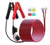 LANMINGLEL Cable de pinza de cocodrilo a anillo O con fusible de 20 A, 14 AWG 12 V-24 V O Ring Terminal a batería, cable de pinza de cocodrilo, para batería de coche, inversor (3 m)