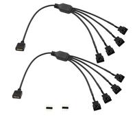 LANMINGLEL Cable divisor RGB de 4 pines 12V 4Pin hembra a SM 4Pin macho Cable de alimentación de extensión RGB PC Cables RGB para ventilador de computadora Placa base Tira LED (M 1 a 4, 2)