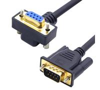 LANMINGLEL DB9 - Cable serie corto RS232, DB9 90 grados derecho a 9 pines RS232, cable de conexión para comunicación de datos, módem PC (macho a hembra)