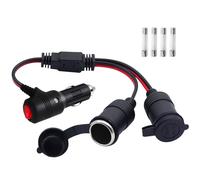 LANMINGLEL Divisor de enchufe doble para encendedor de cigarrillos con interruptor, 12 V/24 V 1 a 2 adaptador divisor de encendedor de cigarrillos de coche, cable de extensión macho a hembra de 2 vías