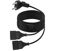 LANMINGLEL Extensión de alimentación Euro 2 en 1 a 90 Grados, Enchufe Euro Tipo C sobre Doble Toma Euro Tipo C, extensión Enchufe Euro 0,75 mm² MAX. 2.5A / 250V para TV, Ordenador (2M)