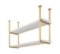 Lanmmraifc Estante de Techo para Cocina, Almacenamiento de vinos, estantes flotantes industriales de 2 Niveles para Plantas y macetas, estantes Colgantes de Metal, Hierro y Madera.(130x30x80cm)