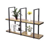 Lanmmraifc Estantes de Techo industriales - Estante Flotante de 2 Niveles para Cocina, Expositor Colgante de Madera de Hierro Forjado para Bar, cafetería y Comedor - Fácil Montaje(150x30x80cm)