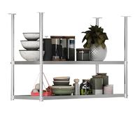 Lanmmraifc Estantes flotantes de Techo de Acero Inoxidable de 2 Capas para Colgar en la Pared, Organizador para gabinetes, cocinas, Bares, Decoraciones y estantes de exhibición.(90x35x80cm)