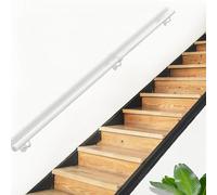 Lanmmraifc Pasamanos de Escalera de Metal Moderno, Soporte de Pared para Escalera, pasamanos de Tubo Redondo de Hierro galvanizado con Accesorios para escalones de Interior y Exterior.(330cm)