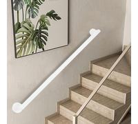 Lanmmraifc Pasamanos de Escalera para escaleras de 1, 2, 3, 4, 5 y 6 Metros, pasamanos de Pared de Hierro galvanizado Cuadrado para Bares, lofts, barandillas de Pasillo (Blanco)(210cm)