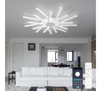 Lanmorn 96cm Lamparas de Techo Salon, Luz de Techo con 18 LEDs, 126W, Atenuable Ultra Brillante, Moderno Candeeiro Teto Sala con Mando a Distancia, Blanco