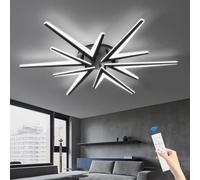 Lanmorn Lámpara Techo Salón Led Regulable con Mando a Distancia, 92cm Plafon Led Techo, Luces de Techo 72w LED 6800lm, Negro