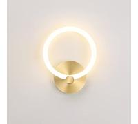 LANMOU Lámpara de Pared LED Interior Aplique de Cabecera Moderna 10W Dorado Redondo 19cm Apliques de Pared Decoración para Dormitorio Salón (3000K Warm White)