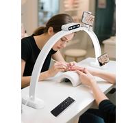 LANMOU Lámpara LED para Uñas Media Luna, 74CM Lámpara de Mesa para Uñas con Pantalla ＆Soporte Teléfono, Regulable Con Control Remoto, para Belleza, Pestañas, Plegable - 2800LM