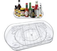 LANMOU Lazy Susan Organizador Nevera,Bandeja Giratoria Nevera Transparente,360° Giratorio Rectángulo Organizador Nevera con Dispositivo Antideslizante, Ahorro de Espacio, L 40cm