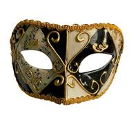 Lanna msk Máscara veneciana hecha a mano Colombina Máscara de bola Carnaval Señoras y Hombres (negro-beige)