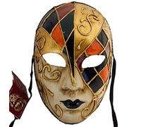 Lanna msk - Mascarilla veneciana hecha a mano, máscara facial Volto para fiesta de Mardi Gras (naranja)