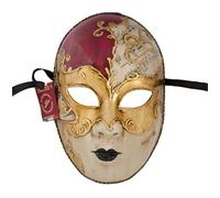 Lanna msk - Mascarilla veneciana hecha a mano, máscara facial Volto para fiesta de Mardi Gras (rojo)