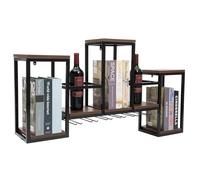 LANNADD Botellero industrial montado en la pared con 5 tornillos, hierro forjado, color hierro forjado, multi funcional, estante de vino vintage, 106 × 20 × 55 cm para Home Bar Dining Room Kitchen