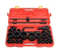 LANNADD Juego de llaves de vaso de 3/4" y 1" 21 - 65 mm, 26 unidades, llaves de vaso profesionales para camiones, caja de tuercas para coche, adecuado para reparaciones de coches o dispositivos