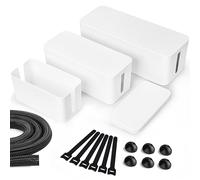 Lannvan Caja Cables, 3 Unidades Caja de Cables Caja de Enchufe Organizador de Cables para Cables- Caja Organizadora Cables para Esconder y Ocultar Cables TV- Apto para Hogar y Oficina, Blanco
