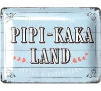 LANOLU Cartel de chapa de Pipi Kaka Land - Placa de inodoro divertida - Divertido cartel de inodoro vintage decorativo para invitados, 15 x 20 cm