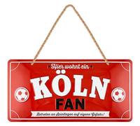 LANOLU Cartel de chapa retro, cartel de metal con cordón de yute, regalo del Día del Padre para hombres, artículo para fans de Colonia, 16 x 32 cm